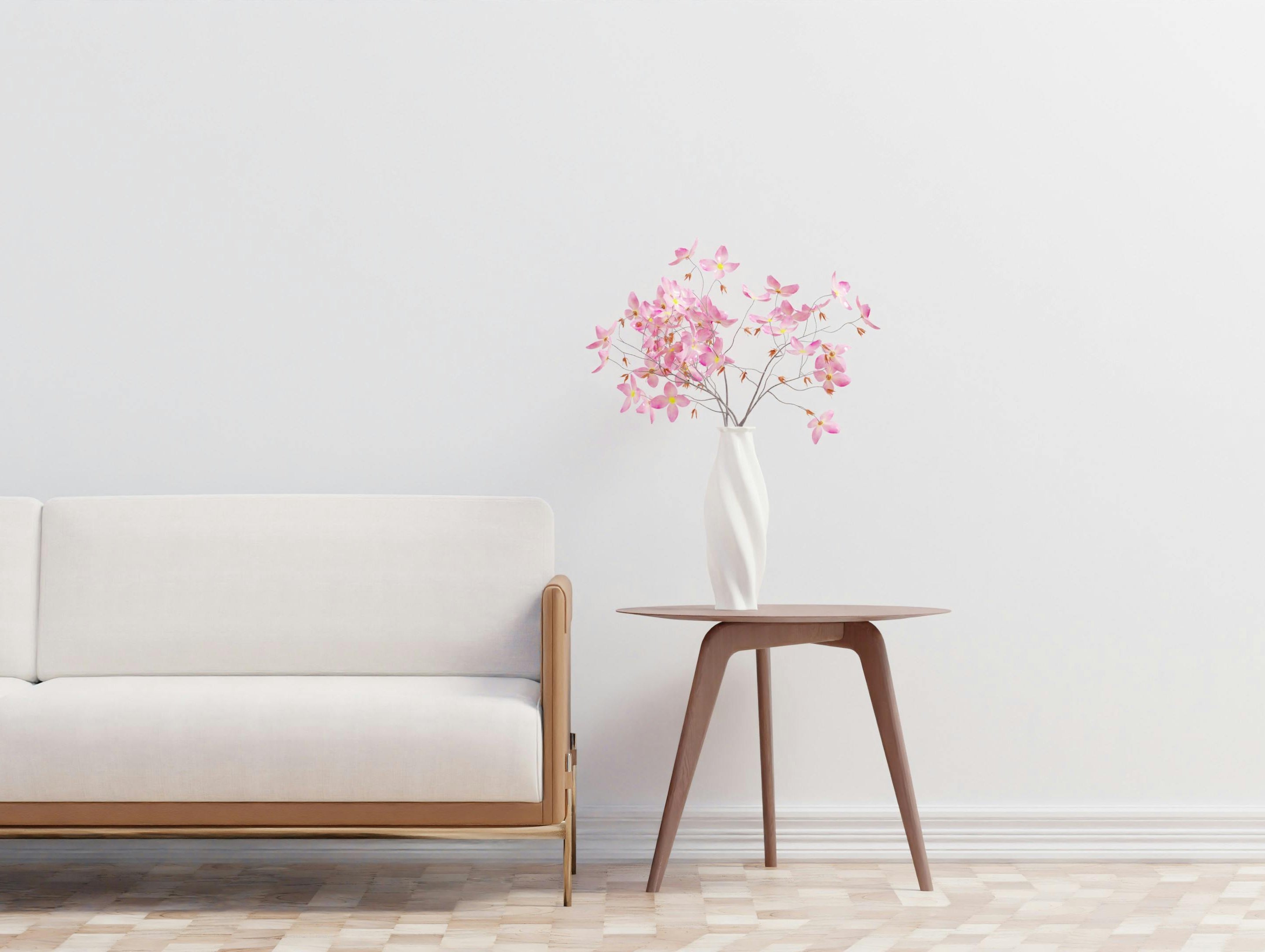 A stylish modern sofa in a Singaporean living room interior