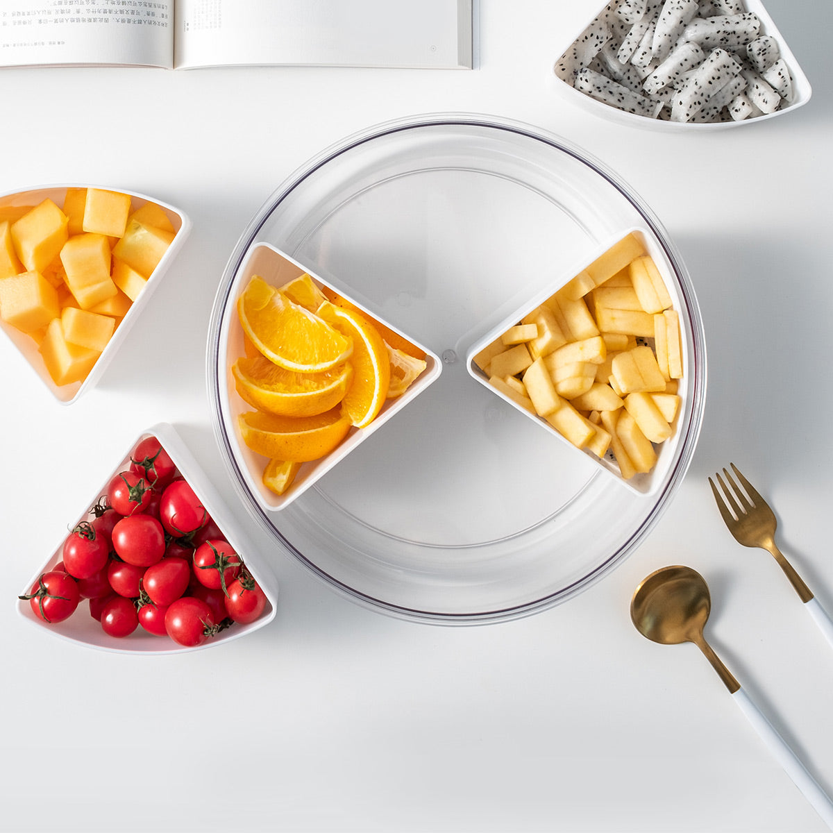 Round Multi-compartment Snack Serving Box - IUIGA