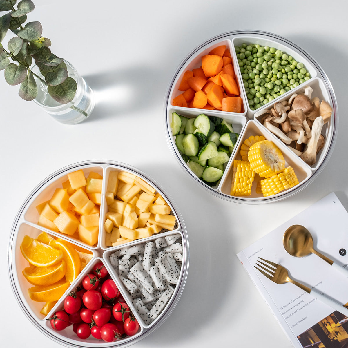 Round Multi-compartment Snack Serving Box - IUIGA