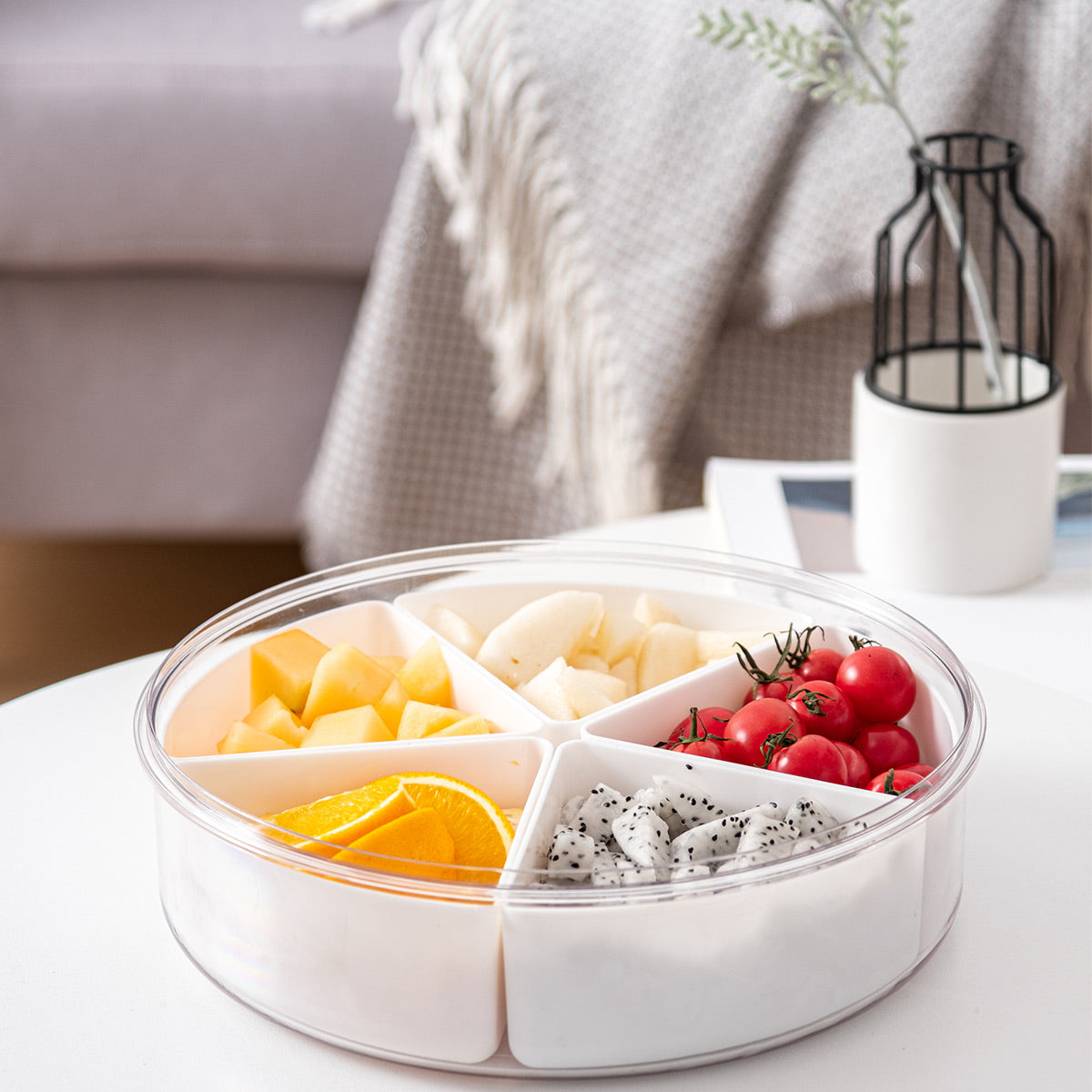Round Multi-compartment Snack Serving Box - IUIGA