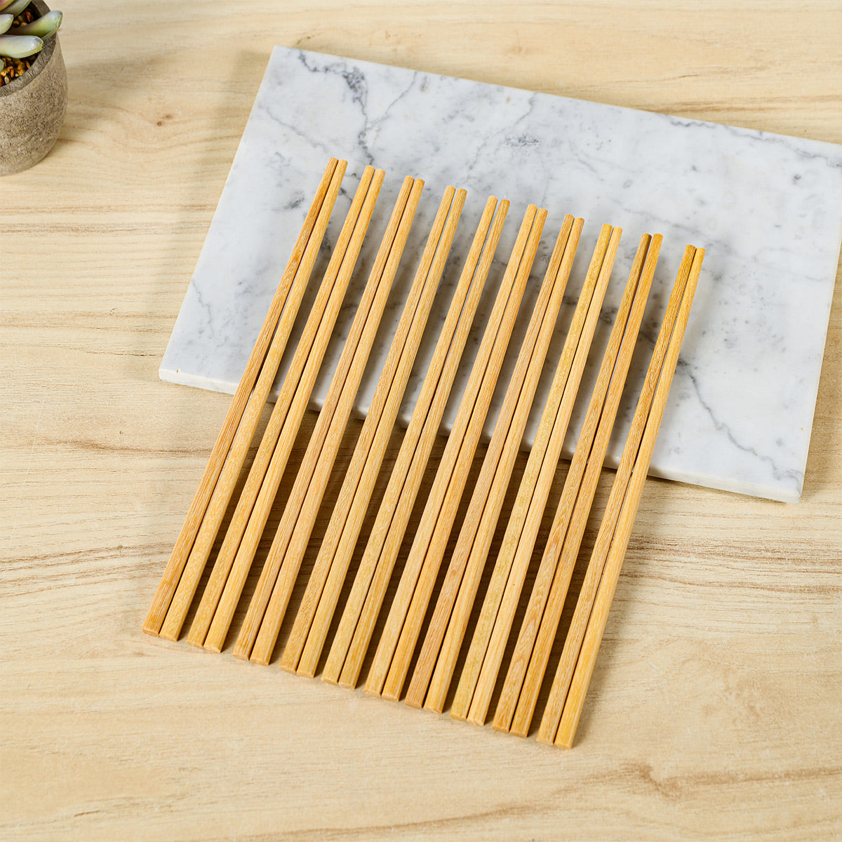 Wooden Flat Top Chopsticks (Set of 10) - IUIGA