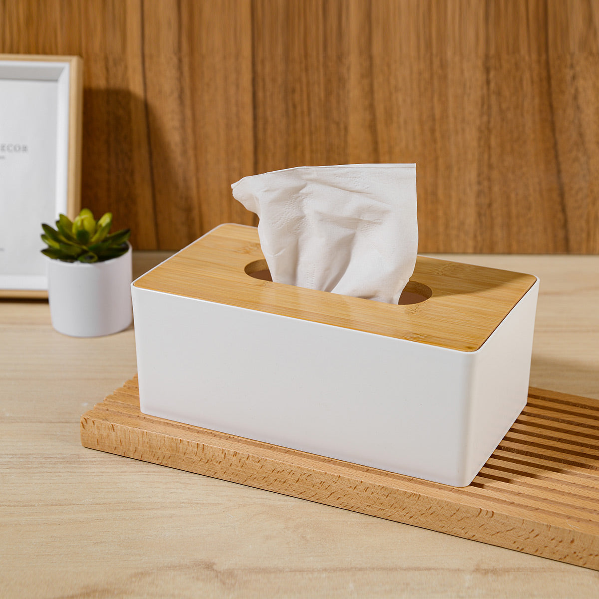 Tissue Box With Bamboo Lid - IUIGA