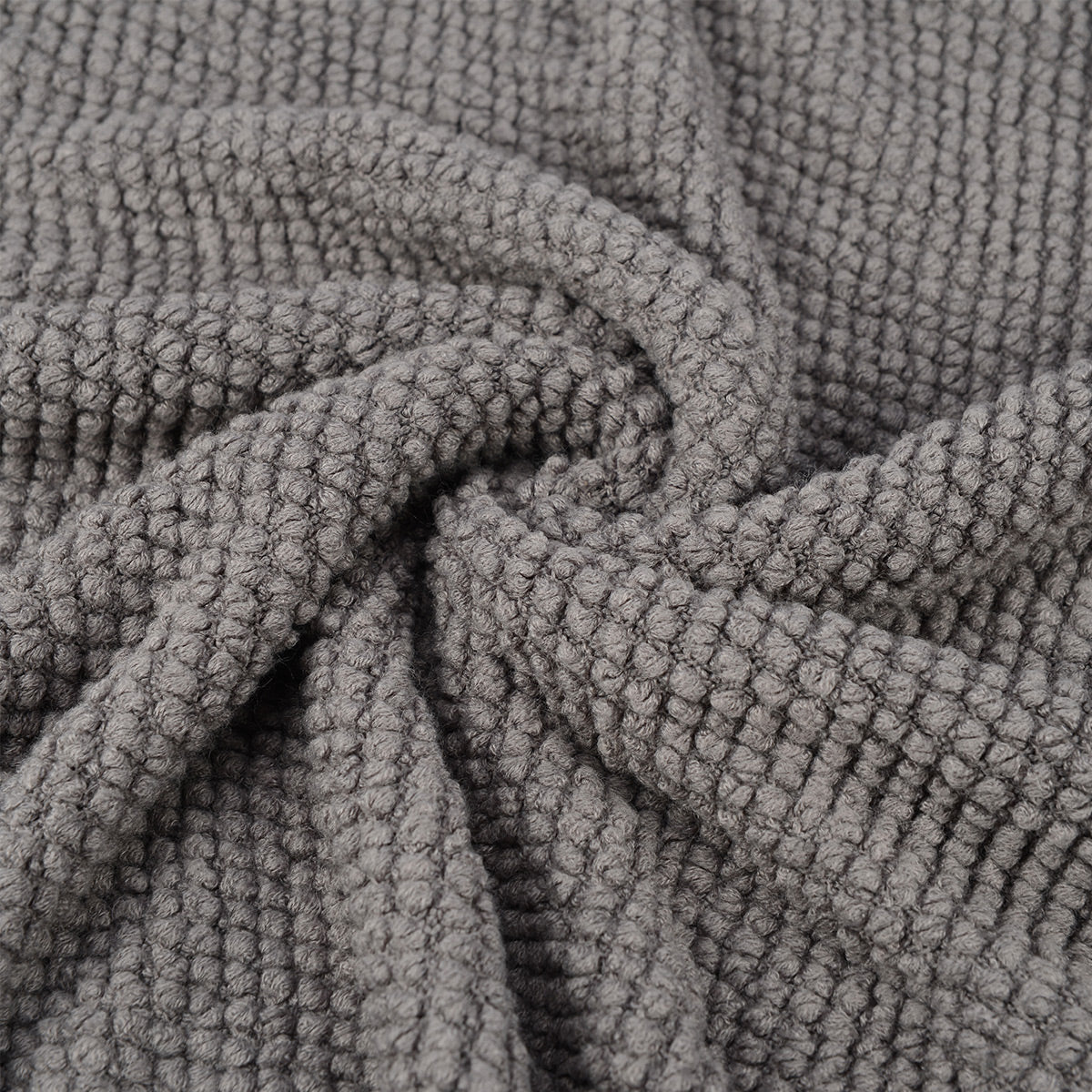 Waffle-Knitted Throw Blanket With Tassels - IUIGA