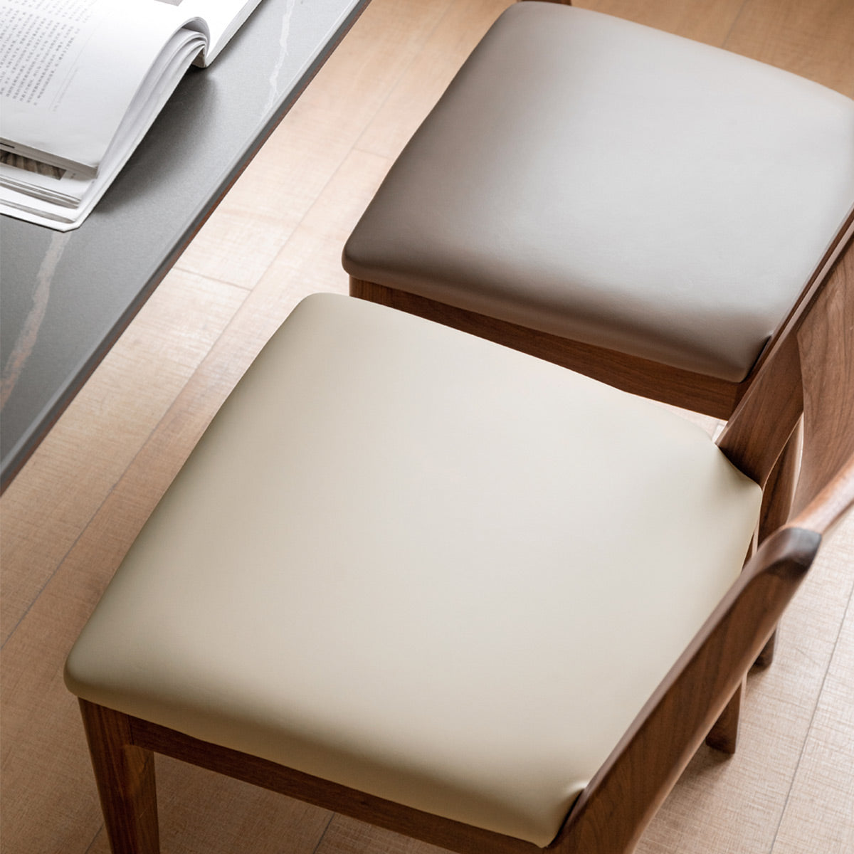 Tate Walnut Wood Upholstered Dining Chair - IUIGA