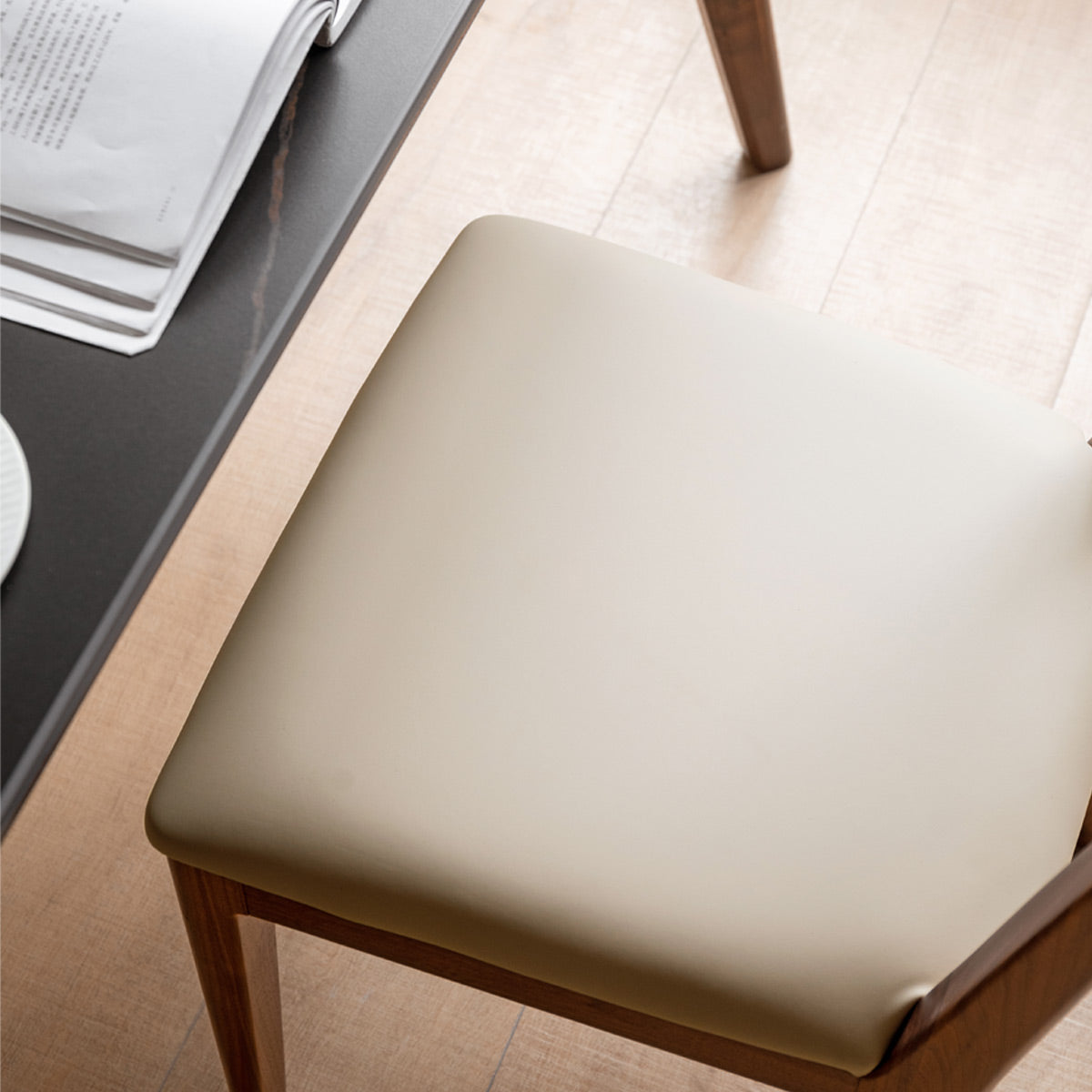 Tate Walnut Wood Upholstered Dining Chair - IUIGA