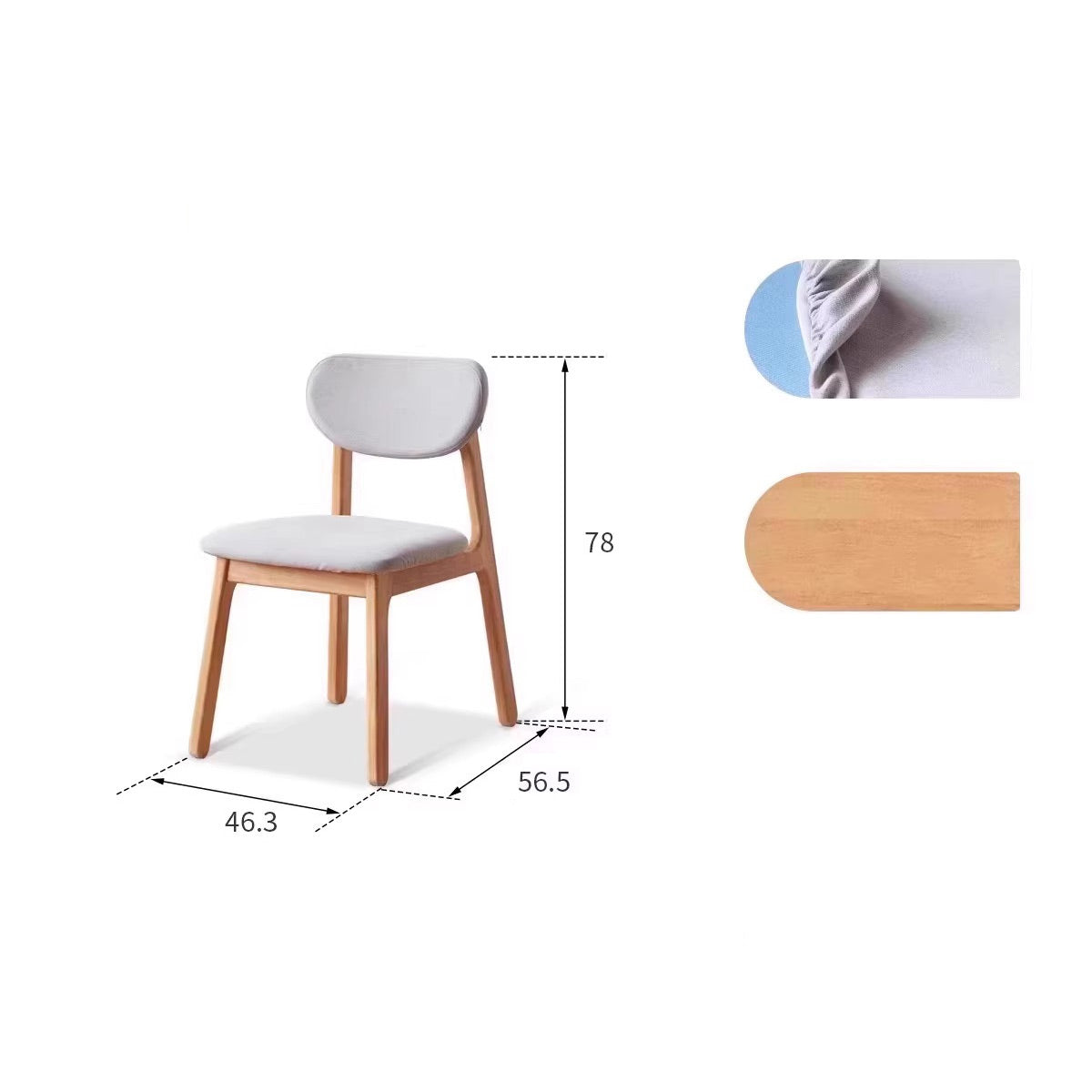 Kei Rubber Wood Upholstered Dining Chair - IUIGA