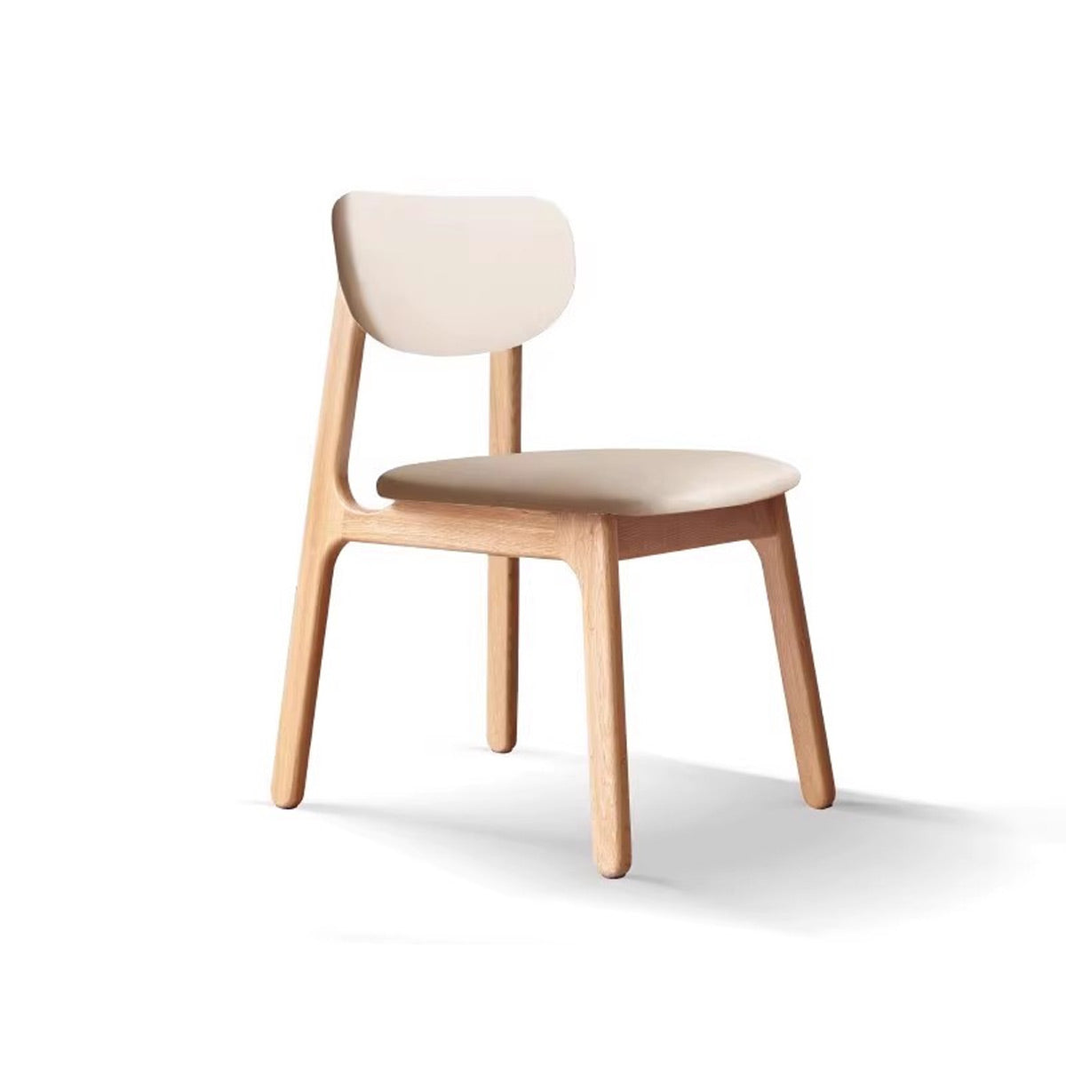 Kei Oak Wood Faux Leather Dining Chair - IUIGA