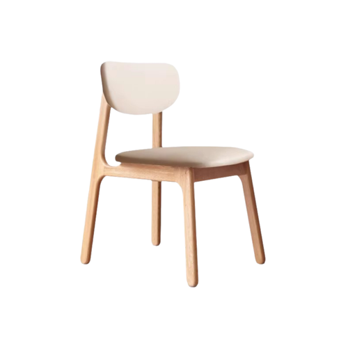 Kei Oak Wood Faux Leather Dining Chair - IUIGA