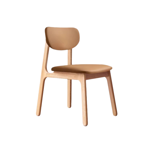 Kei Oak Wood Faux Leather Dining Chair - IUIGA