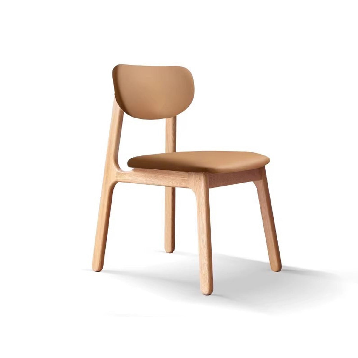 Kei Oak Wood Faux Leather Dining Chair - IUIGA