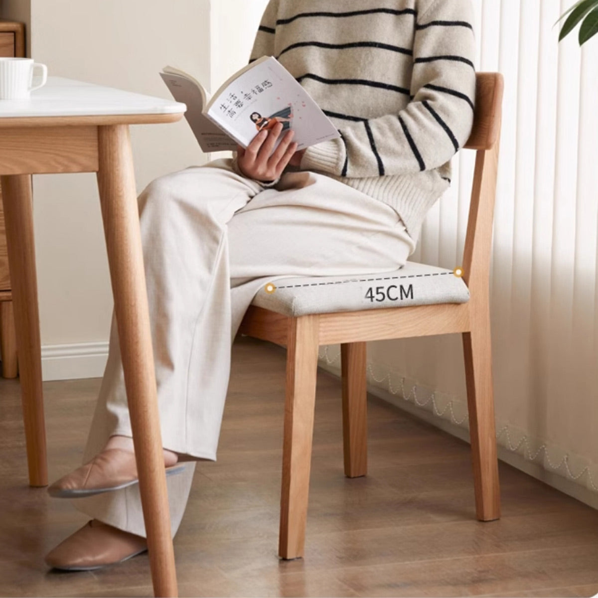 Kei Solid Wood Faux Leather Dining Chair - IUIGA