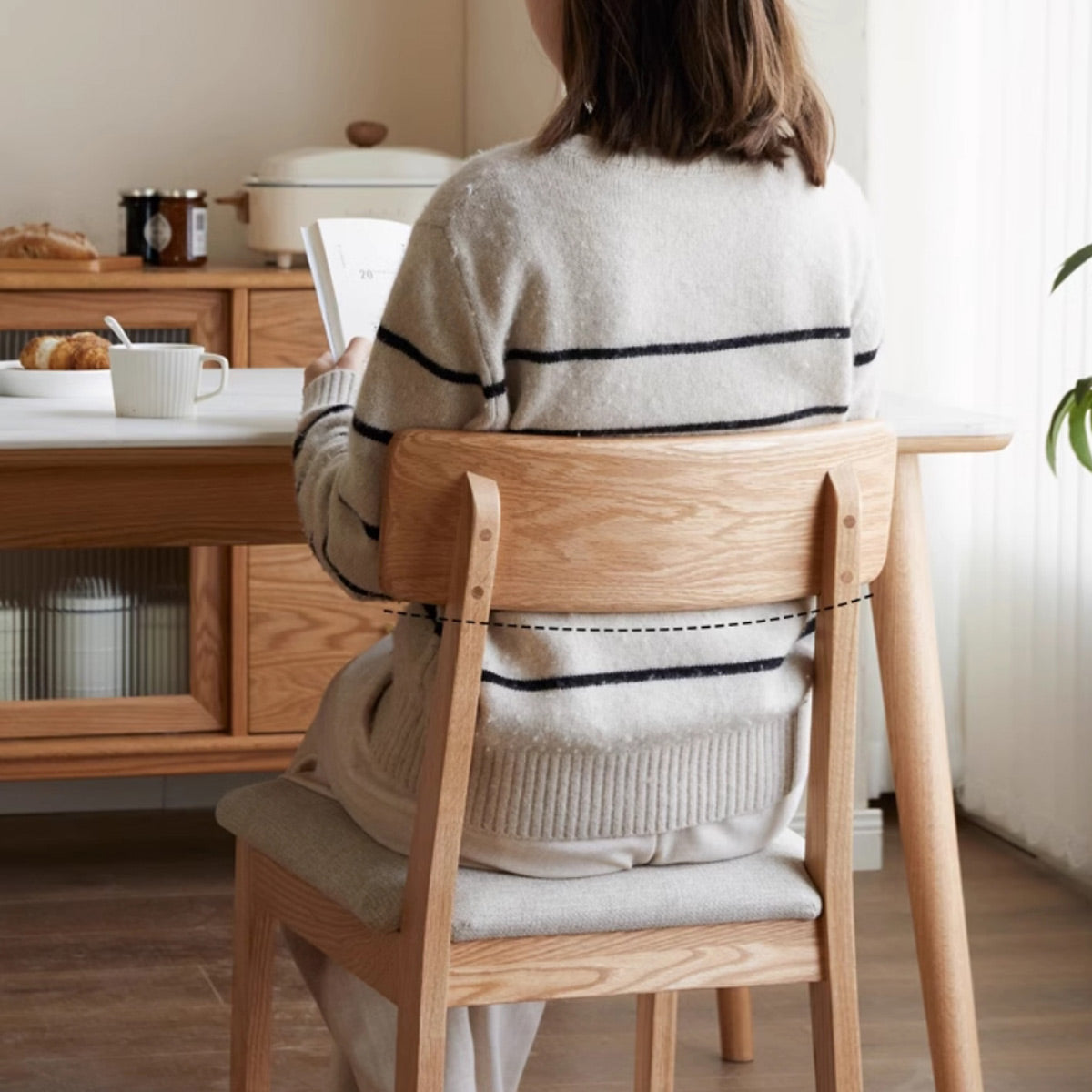 Kei Solid Wood Faux Leather Dining Chair - IUIGA