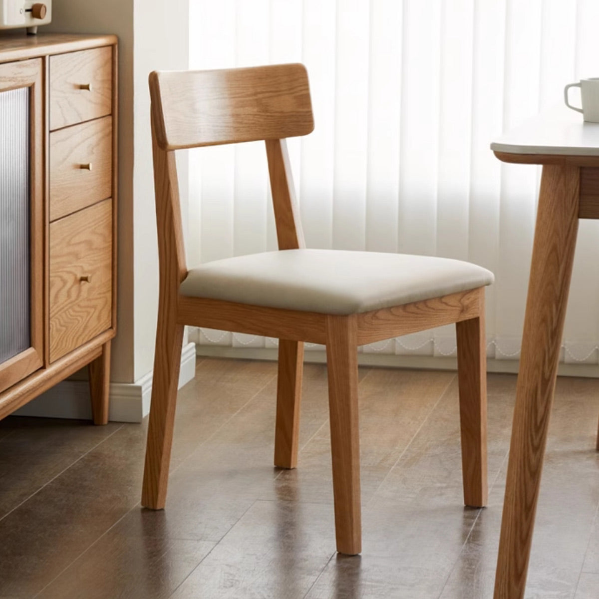 Kei Solid Wood Faux Leather Dining Chair - IUIGA