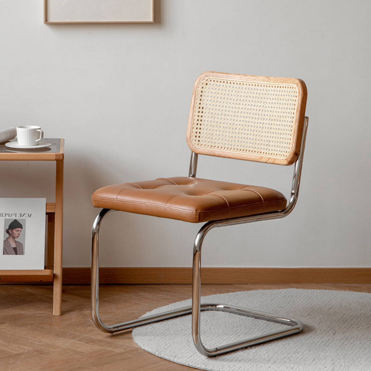 Paige Rattan Upholstered Dining Chair - IUIGA