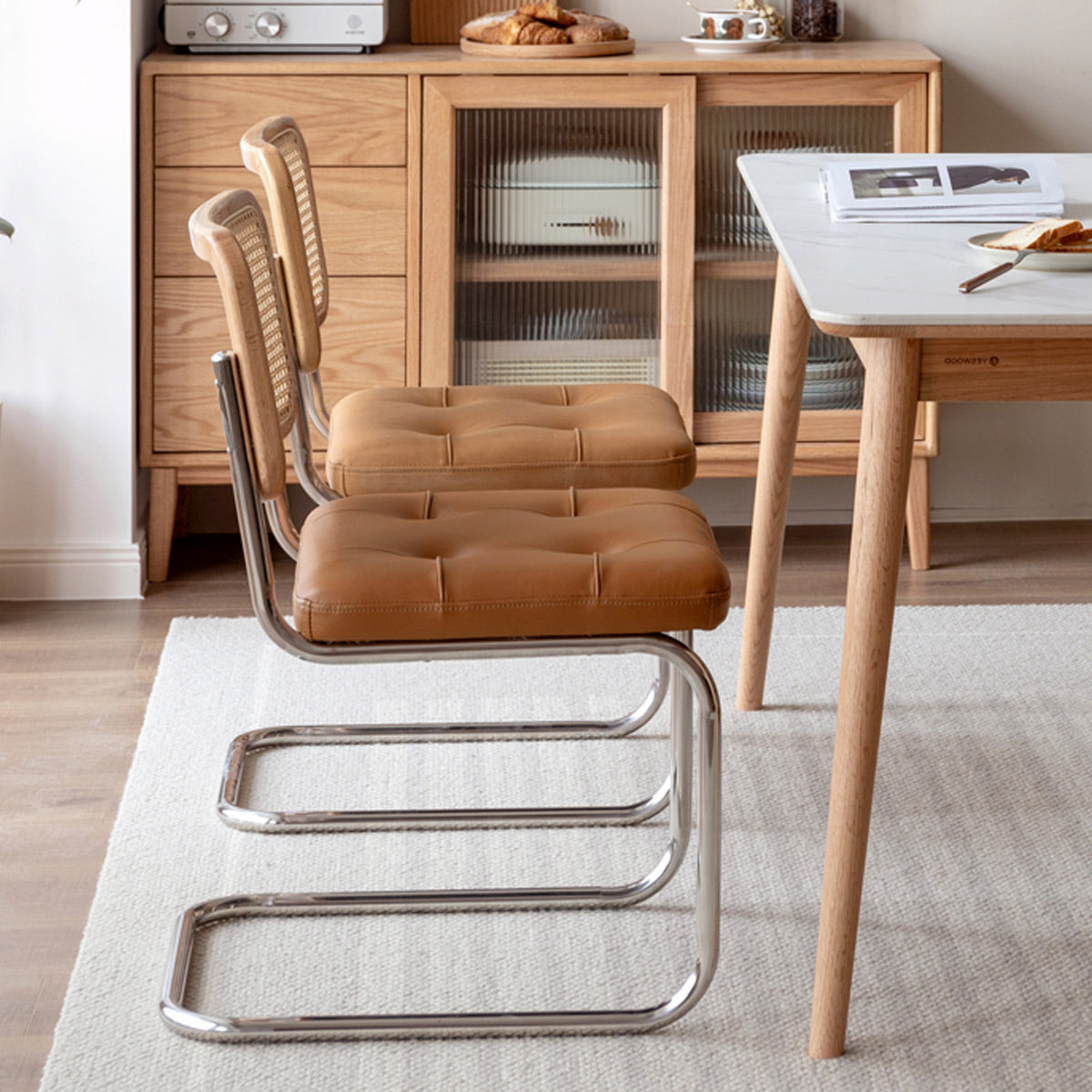 Paige Rattan Upholstered Dining Chair - IUIGA