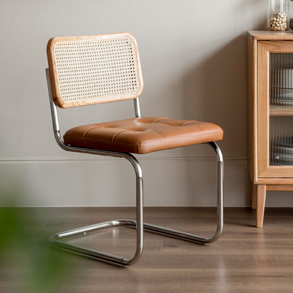 Paige Rattan Upholstered Dining Chair - IUIGA