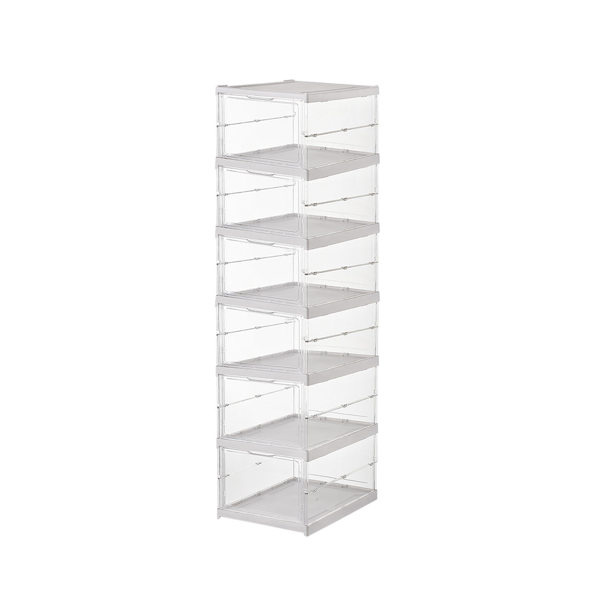 6 Layer Transparent Foldable Shoe Storage Box - IUIGA, Front View