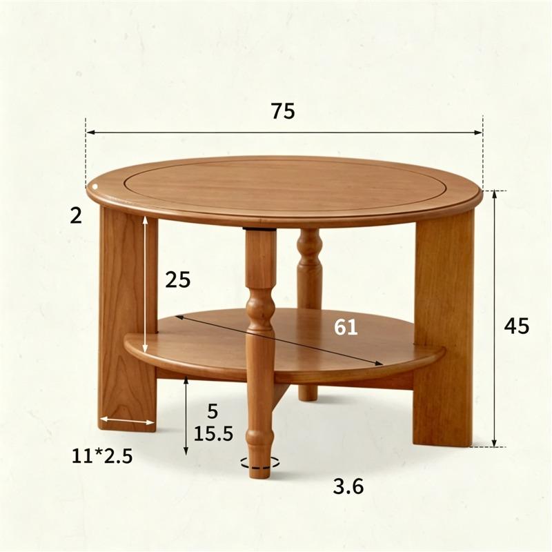 Fayth large nesting table with dimensions shown, front view