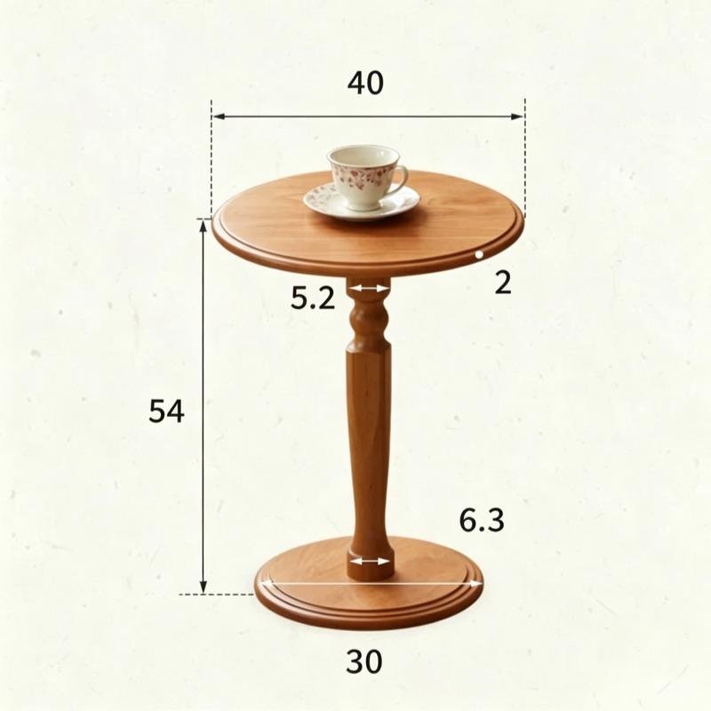 Fayth small side table with dimensions shown, front view
