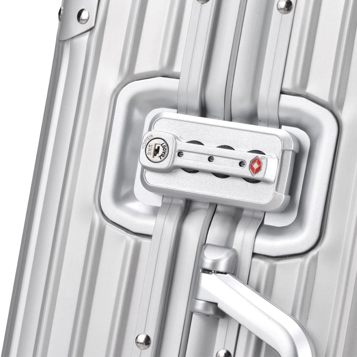 Full Aluminium Luggage With Flap Compartment Silver TSA Locks