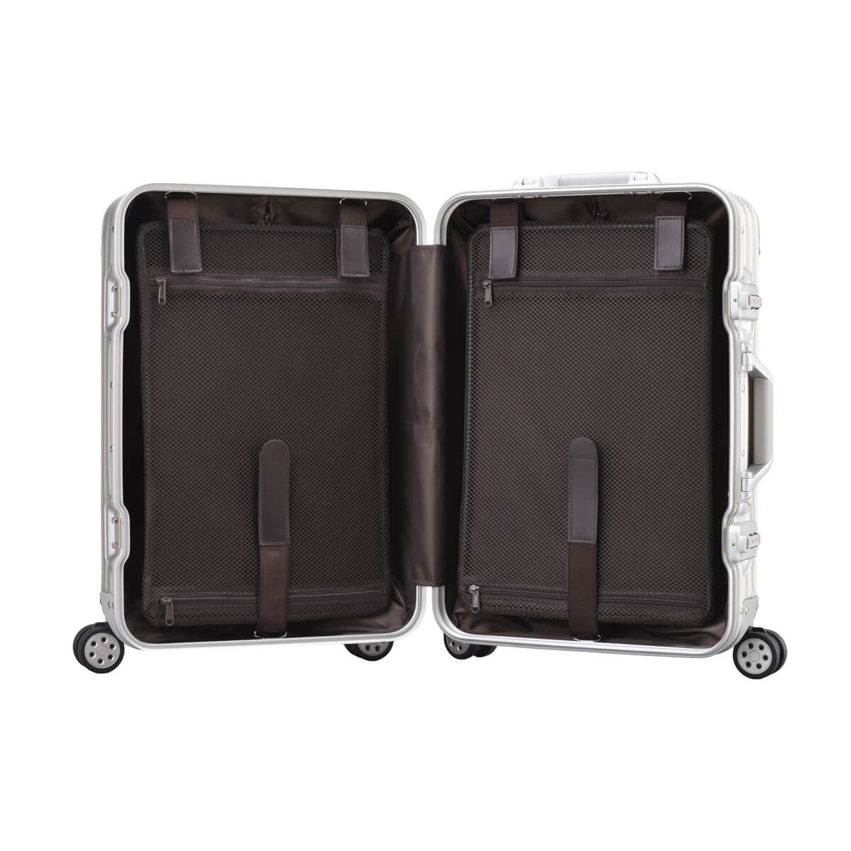Full Aluminium Luggage With Flap Compartment Silver Inner View
