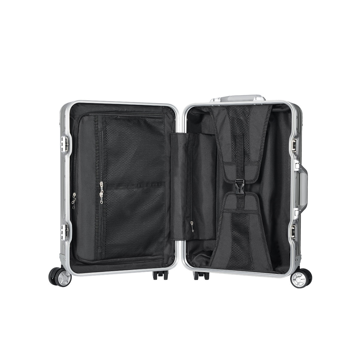 Full Aluminium Luggage With Zipper Compartment - IUIGA, Inner View