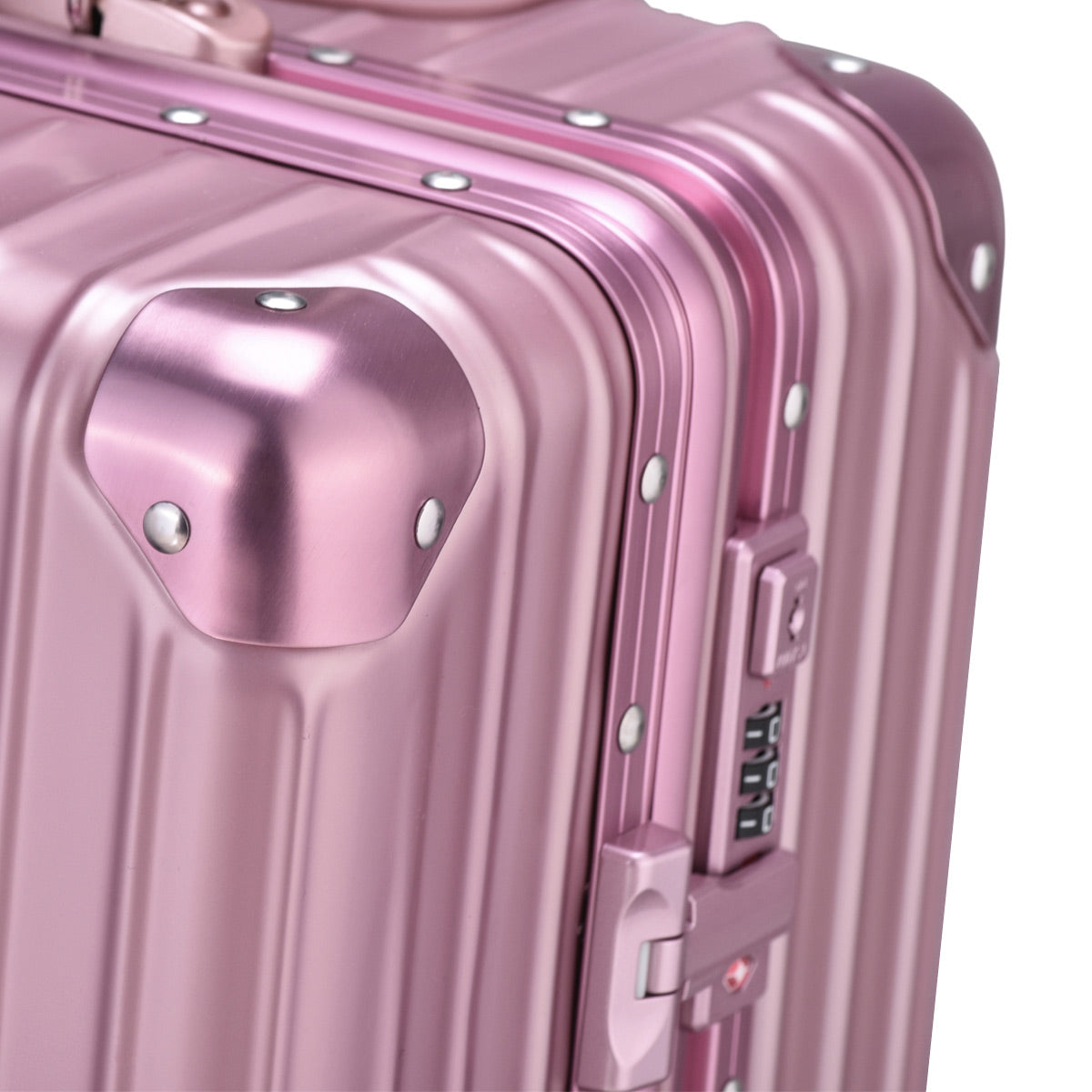 Lite Aluminium Frame Luggage - IUIGA, Rose Gold, Corners