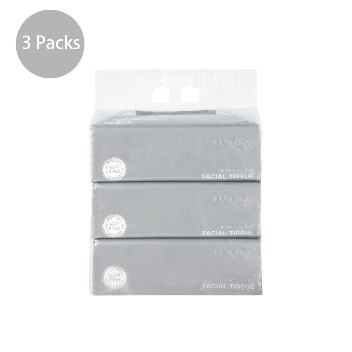 Ultra Soft 3-Ply Facial Tissue - IUIGA, 3 Packs