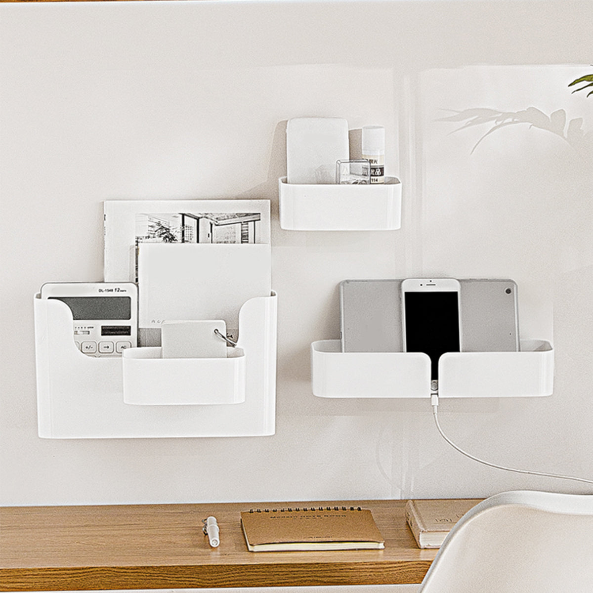 Wall Mount Storage Organizer With Wire Hole - IUIGA