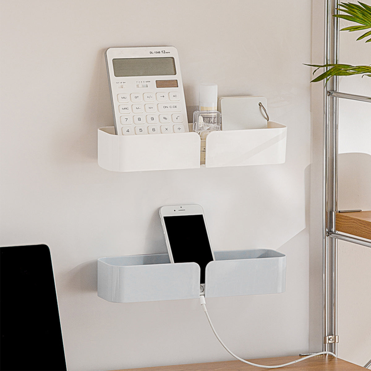 Wall Mount Storage Organizer With Wire Hole - IUIGA