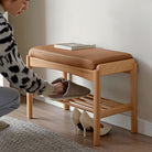 Shinta Shoe Bench With Faux Leather Cushion - IUIGA