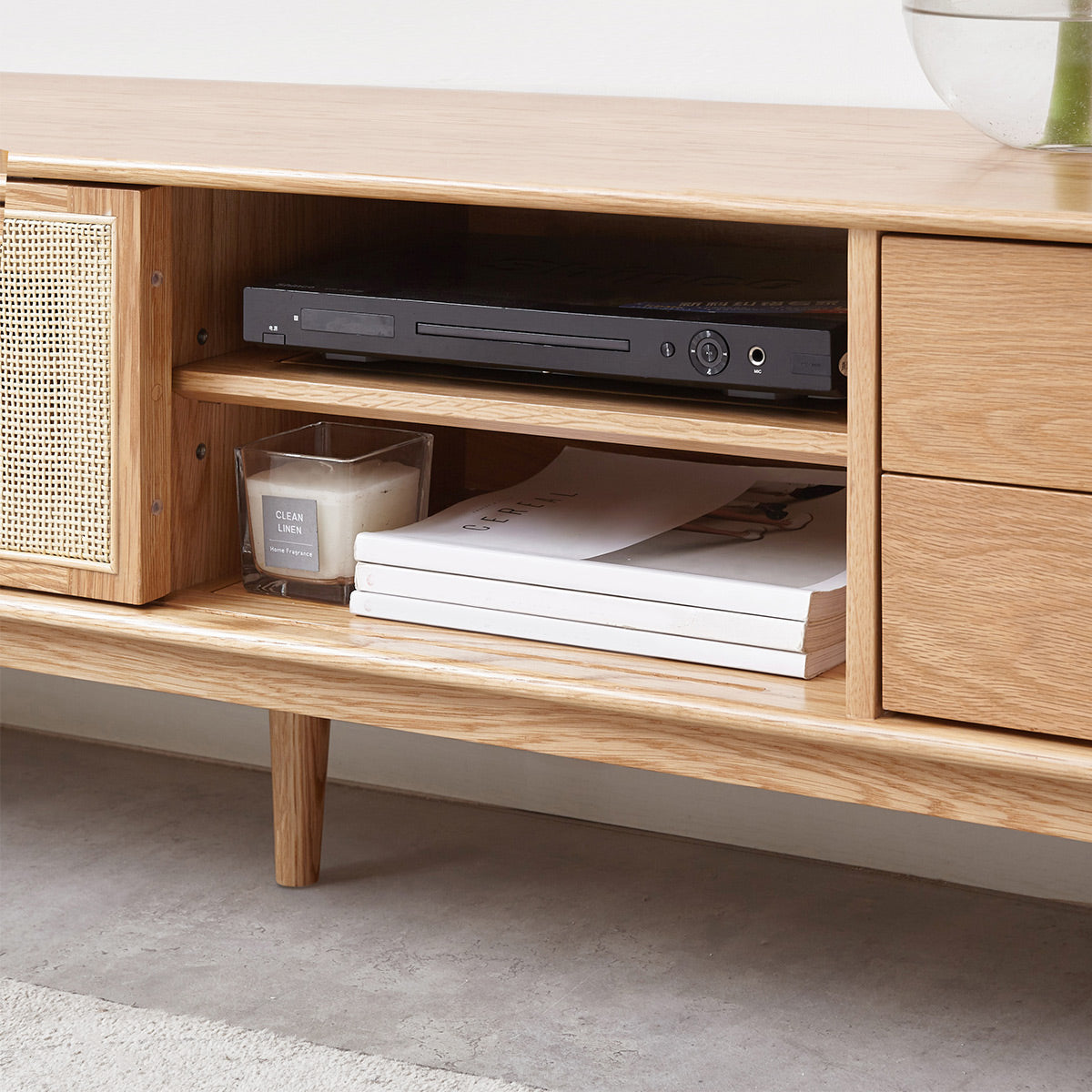 Yuri Rattan TV Console With Sliding Door - IUIGA