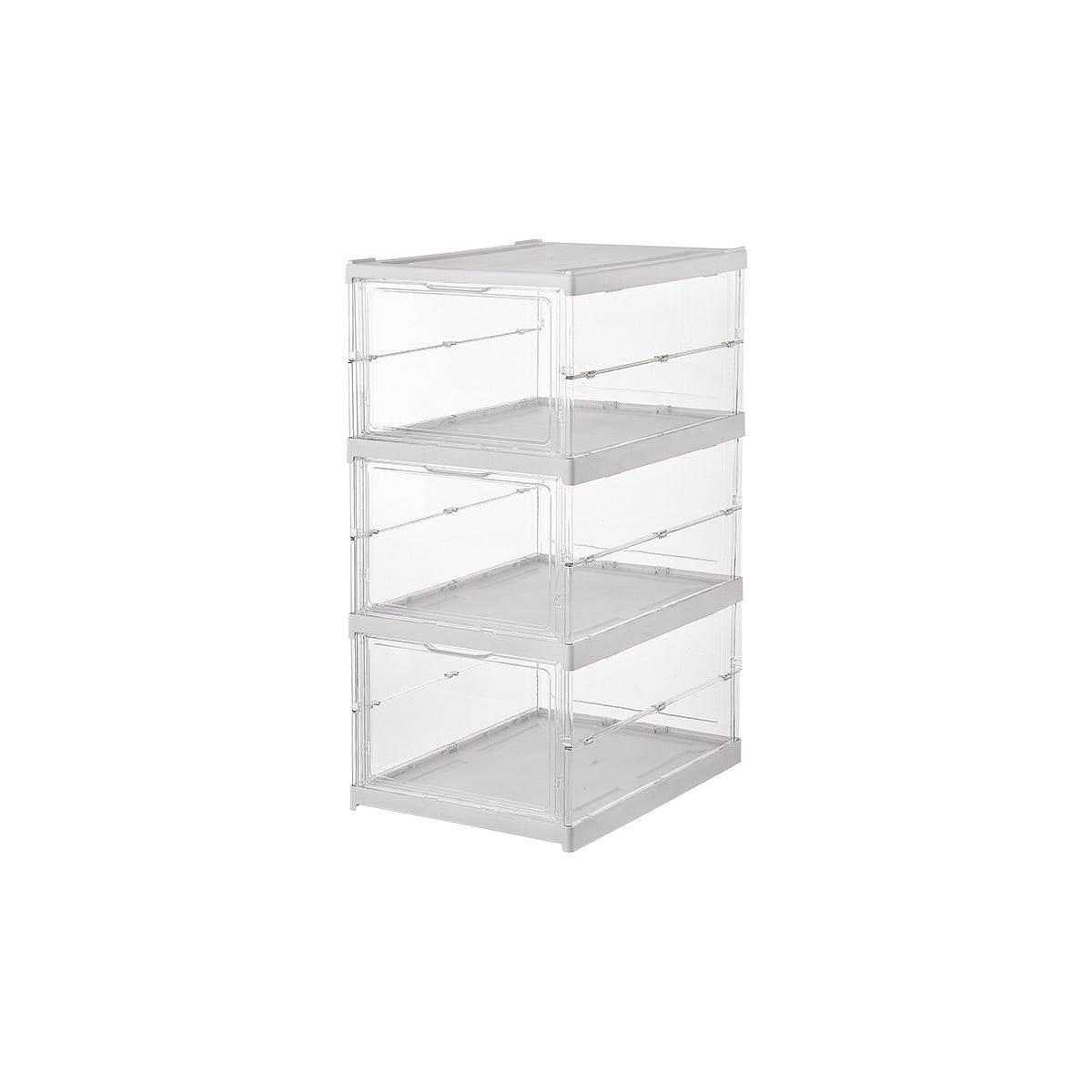 3 Layer Transparent Foldable Shoe Storage Box - IUIGA, Front View