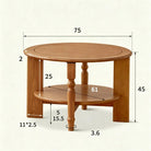 Fayth large nesting table with dimensions shown, front view 