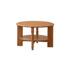 Fayth large nesting table in cherry wood with Roman column legs and lower shelf, front view on white background