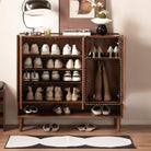 Vivian shoe rack with doors open showing interior shelf organisation and shoe capacity