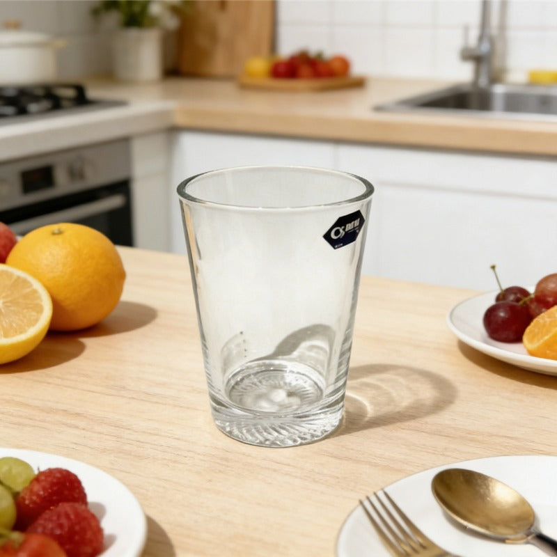 Whiskey glass 290ml, lifestyle shot showing the glass of water on a kitchen counter