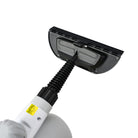 IUIGA handheld steam cleaner with window squeegee attachment, close-up view